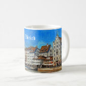 Mug Zurich. Vue du remblai de rivière de Limmat (Devant droit)