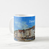 Mug Zurich. Vue du remblai de rivière de Limmat (Devant gauche)