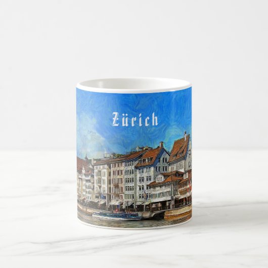 Mug Zurich. Vue du remblai de rivière de Limmat (Centre)