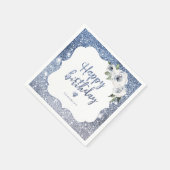 Muggenblauw glitter en felle verjaardag servet (Hoek)