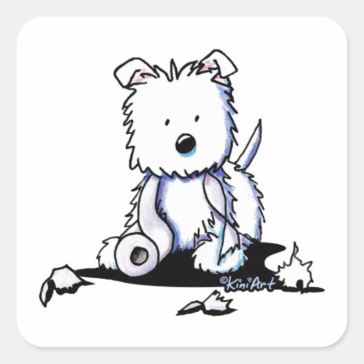 Muggles Westie TP Vierkante Sticker (Voorkant)