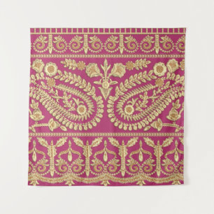 Mughal art werkt. Indiaans traditioneel antiek gou Wandkleed