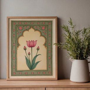 Mughal Bloemrijke Boog Indische Muur Kunstprint Poster