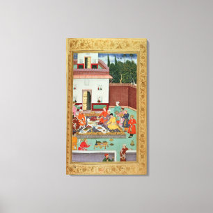 Mughal Emperor die in een Courtyard verdwijnt Canvas Afdruk