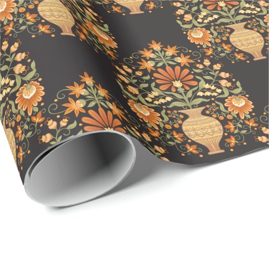 Mughal Fantasy: Retro Bloemenweelde Cadeaupapier (Rol Hoek)