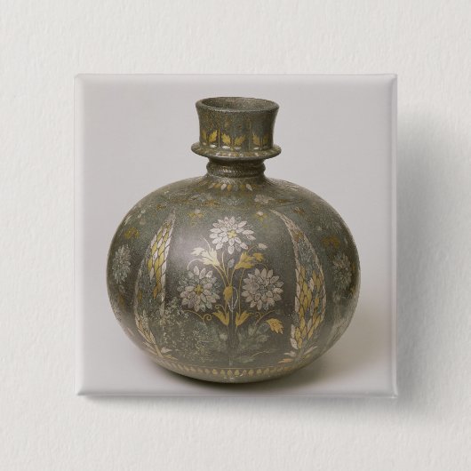 Mughal Flask (metaalbewerking) Vierkante Button 5,1 Cm (Voorkant)
