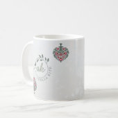 Mughal Floral Circulaire Monogramme Favoriser Mug (Devant gauche)