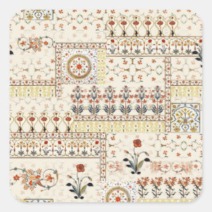 Mughal Floral Paisley: Etnische digitale elegantie Vierkante Sticker