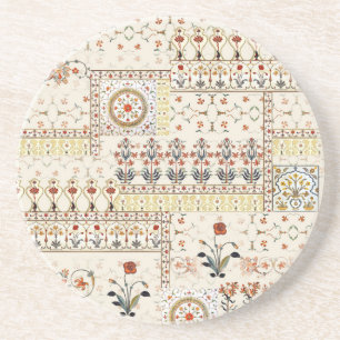 Mughal Floral Paisley: Etnische digitale elegantie Zandsteen Onderzetter
