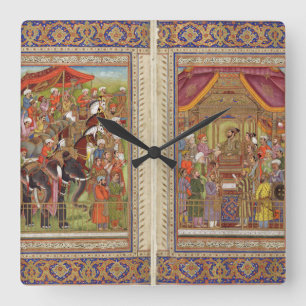 Mughal India Islam Islamitische Muslim Boho Art Vierkante Klok