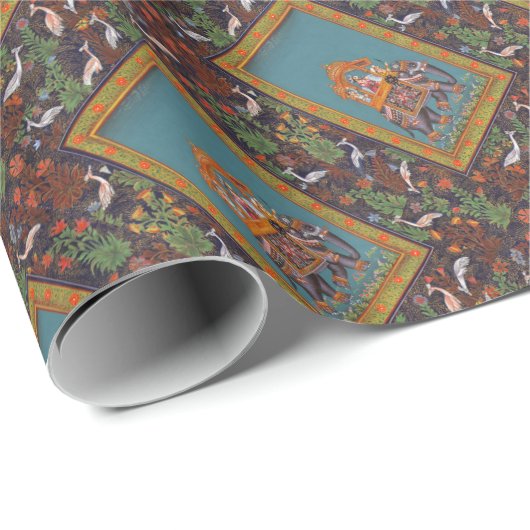 Mughal Indiaas Islam Perzisch Perzisch Elephant Cadeaupapier (Rol Hoek)