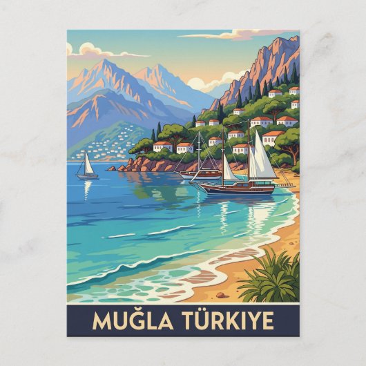  Mugla Turkije Reizen Briefkaart (Voorkant)