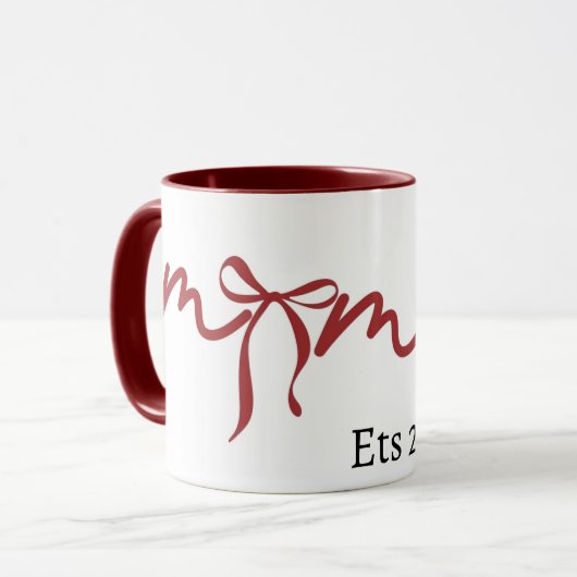 MugMama Bow Mug 2026 Cute Gift for Mom Minimalist  (Devant gauche)