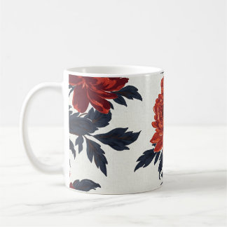 Mugs à fleurs rouges - Vintage imprimé floral
