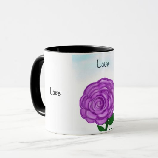 Mugs d'amour aux fleurs violettes (Devant gauche)