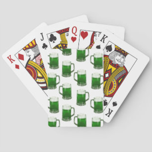 Mugs de bière verte - Cartes de jeu blanches