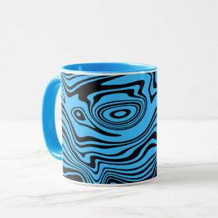 Mugs de café à rayures noir et bleu