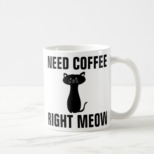 Mugs De Café De Chat Drôle, Meow Droit (Droite)