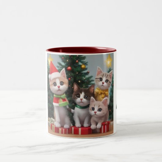 Mugs de café de Noël de chats mignons (Centre)