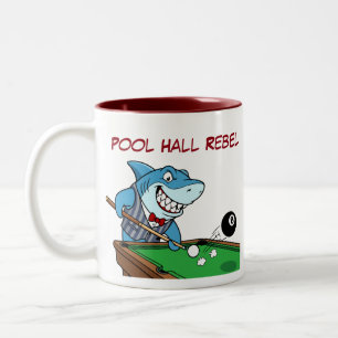 Mugs de café drôles de requin de billard rebelle