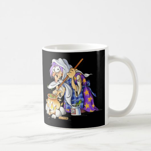 Mugs De Café Noir Et Blanc Avec Sorcière Violette (Droite)