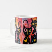 Mugs de la Saint-Valentin Chat Cœurs Rouges (Devant gauche)