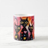 Mugs de la Saint-Valentin Chat Cœurs Rouges (Centre)