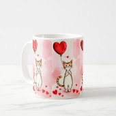 Mugs de la Saint-Valentin Chat Cœurs Rouges (Devant gauche)
