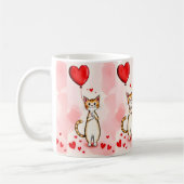 Mugs de la Saint-Valentin Chat Cœurs Rouges (Gauche)