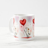 Mugs de la Saint-Valentin Chien Coeurs Rouges (Devant gauche)