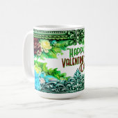 Mugs de la Saint-Valentin Design floral vert (Devant gauche)