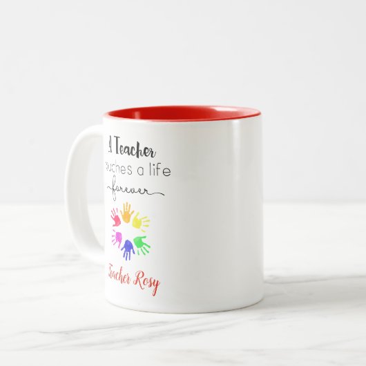 Mugs de l'enseignant - Touche une vie pour toujour (Devant gauche)