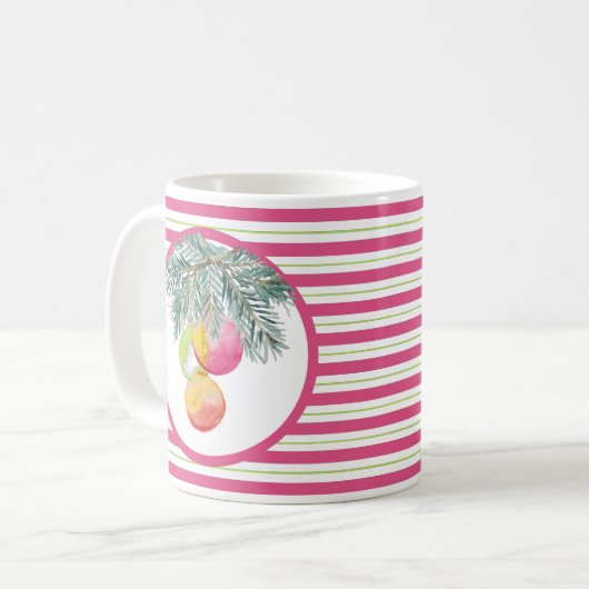 Mugs de Noël mignons rose et vert (Devant gauche)