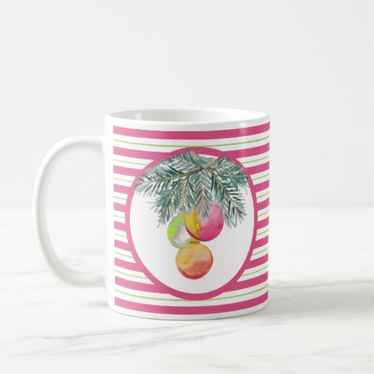 Mugs de Noël mignons rose et vert (Gauche)