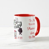 Mugs de nom de bureau de coeurs d'amour de la Sain (Devant droit)