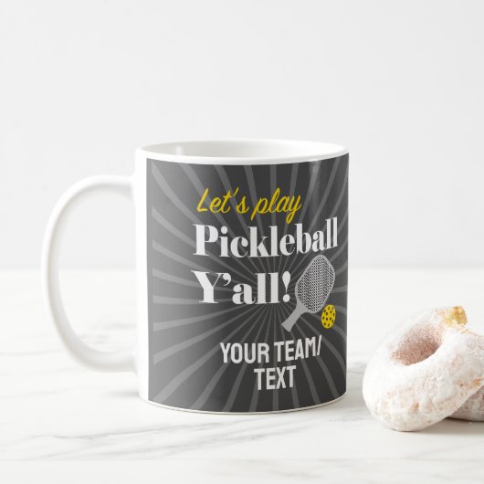 Mugs de pickleball personnalisés Nom de l'équipe d (Avec donut)