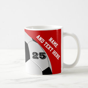 Mugs de soccer personnalisés Nom, numéro, couleurs