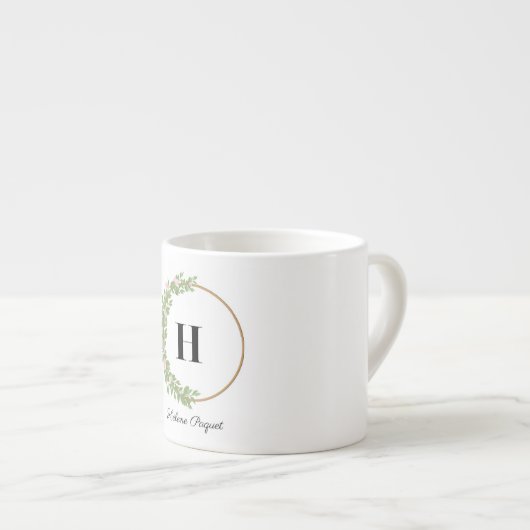 Mugs : Élégance blanche avec vert et noir (Devant droit)
