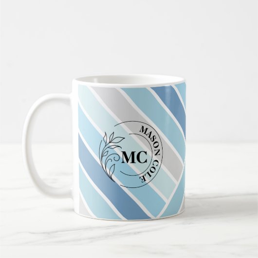 Mugs Élégants à Rayures avec Monogramme pour Elle (Gauche)
