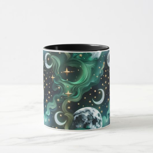 Mugs – Emerald Green Celestial Moon Phase Luxury  (Centre)