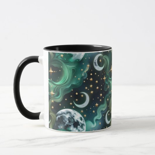 Mugs – Emerald Green Celestial Moon Phase Luxury  (Gauche)