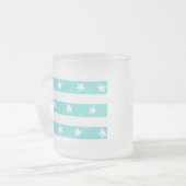 Mugs Étoiles Blanches sur Rayures Turquoise (Devant gauche)