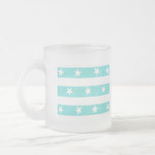 Mugs Étoiles Blanches sur Rayures Turquoise (Gauche)