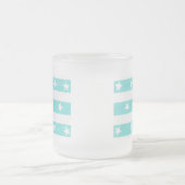 Mugs Étoiles Blanches sur Rayures Turquoise (Centre)