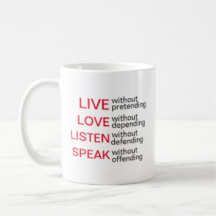 Mugs Expressifs Vivent, Amour, Écoute, Parle