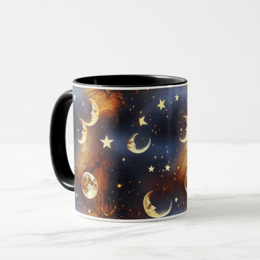 Mugs – Fiery Orange Celestial Moon Phase Luxury Co (Devant gauche)