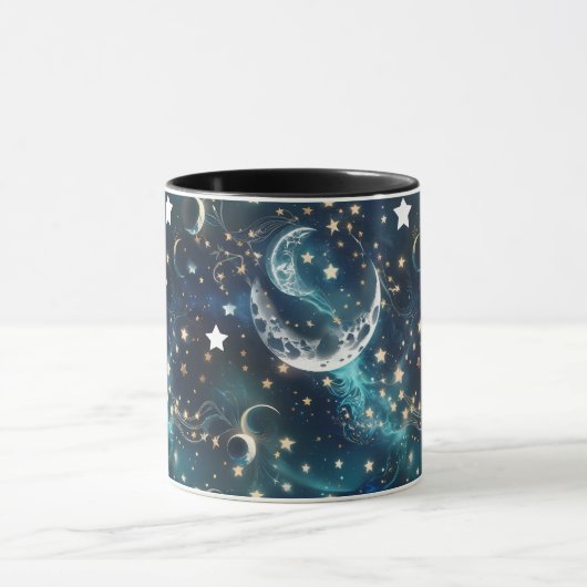 Mugs – Icy Blue Celestial Moon Phase Luxury Coffee Mok (Midden)