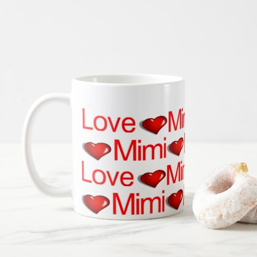 Mugs Joyeuse Saint-Valentin Amour Mimi Cœurs Rouge (Avec donut)