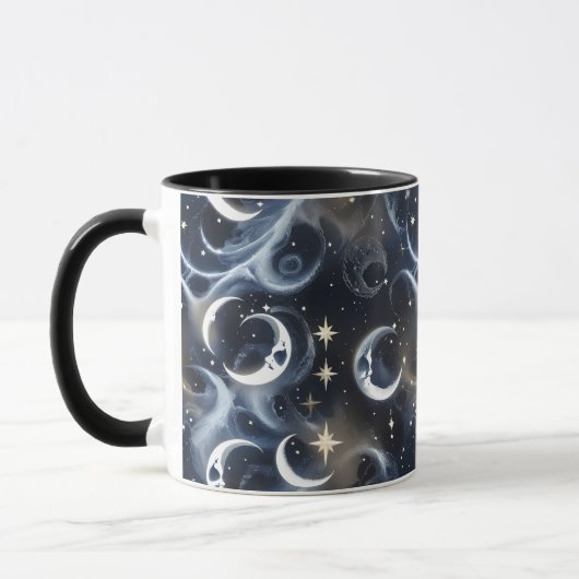 Mugs – Metallic Silver Celestial Moon Phase Luxury Mok (Links)