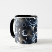 Mugs – Metallic Silver Celestial Moon Phase Luxury Mok (Voorkant links)